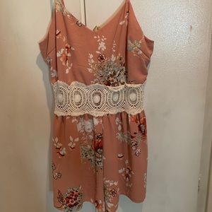 Pink/Coral and Floral Romper